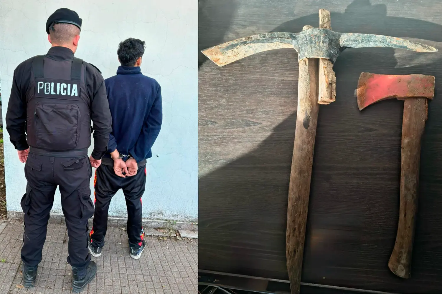 VIDEO | Un joven intentó agredir a su mamá con un hacha y un pico: fue detenido gracias al uso de la taser