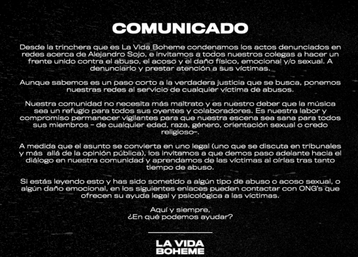 El grupo venezolano La Vida Boheme fijó posición sobre los señalamientos de acoso a rockeros venezolanos. Foto Twitter