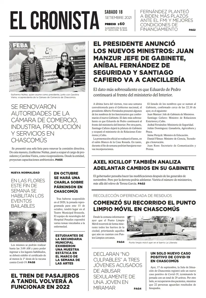 Tapa 18 setiembre 2021