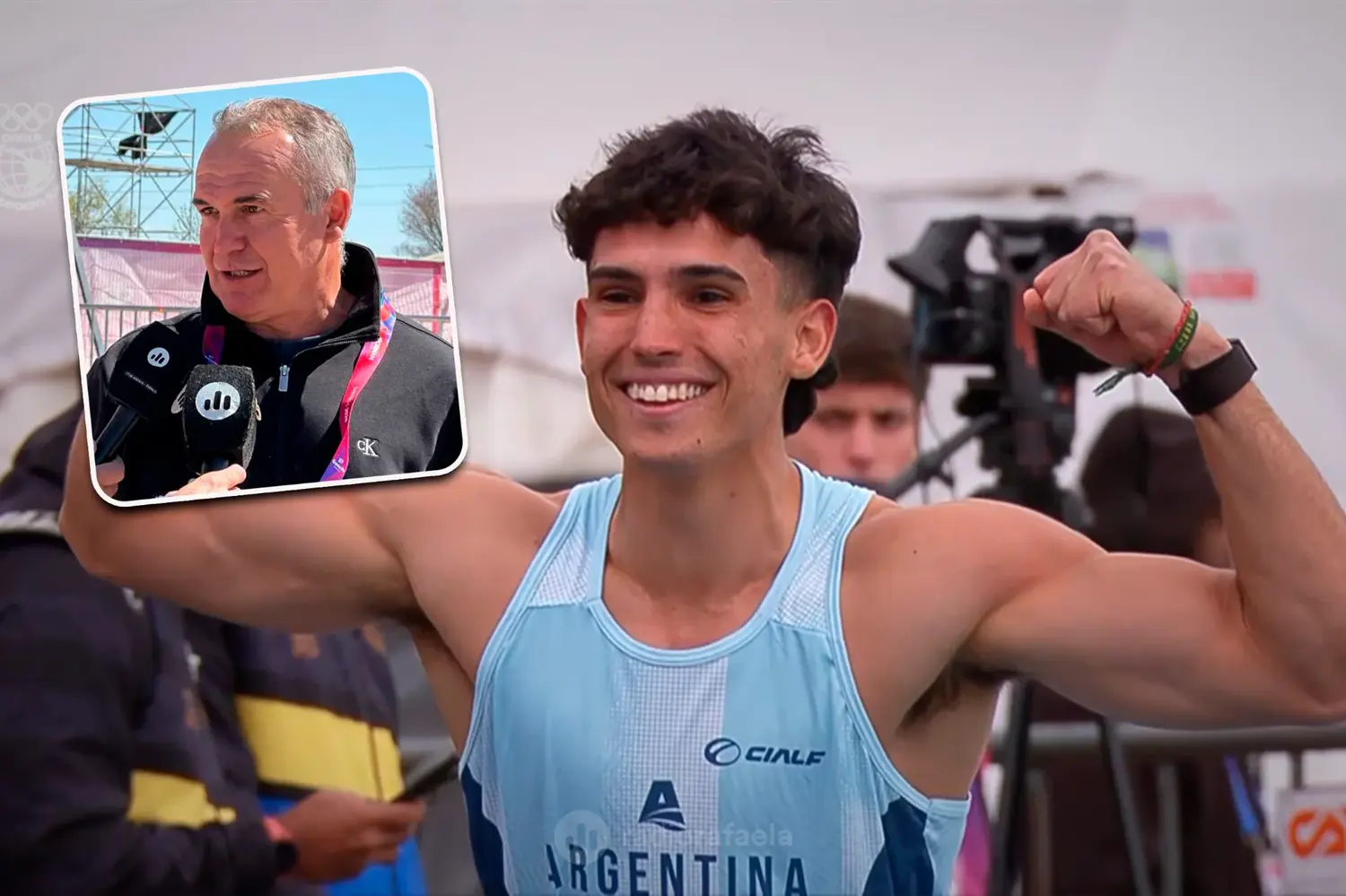 Ceferino Mondino, entrenador y papá de Tomás Mondino | El rafaelino Tomás Mondino debutó con una medalla: ganó plata en la posta mixta de Santa Fe 2026