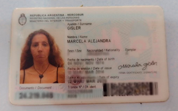 Encontraron el DNI de Marcela Gisler