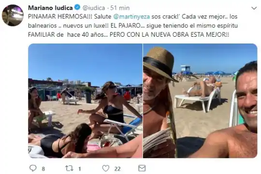 En Pinamar, Iudica le tiró un centro a Yeza: «Sos crack»