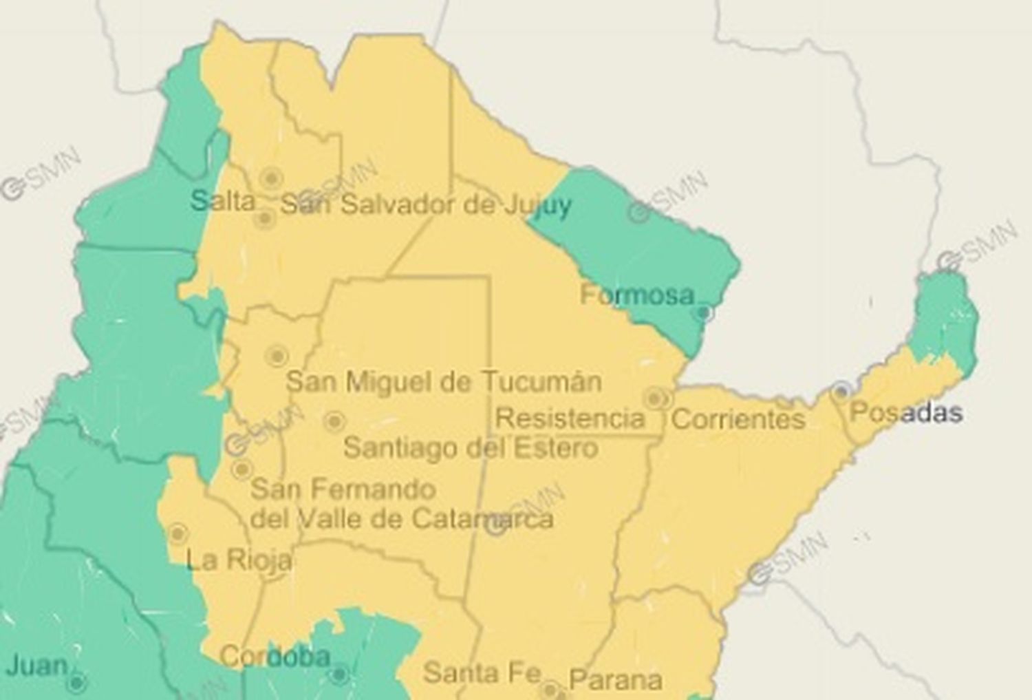 Alerta amarilla por tormentas fuertes para varias localidades formoseñas