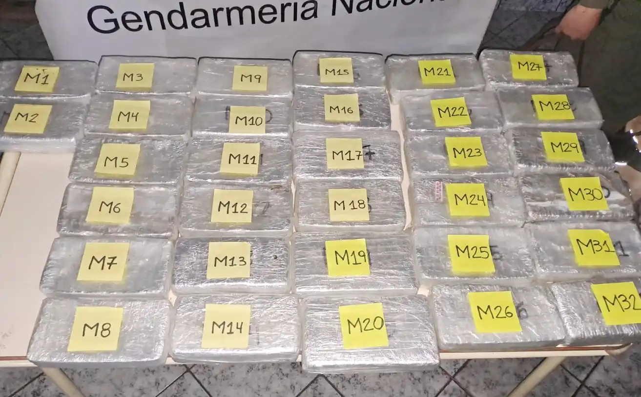 Gendarmería evitó el traslado de 35 kilos de cocaína hacia la República Oriental del Uruguay