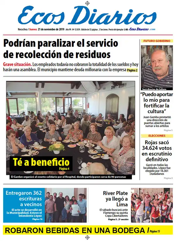 Tapa del 21 de noviembre de 2019