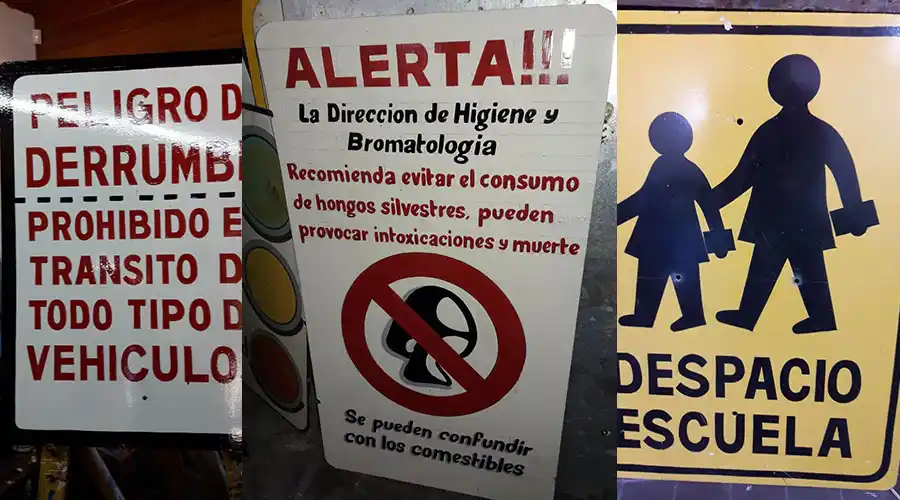 La comuna coloca carteles que elabora con material reciclado