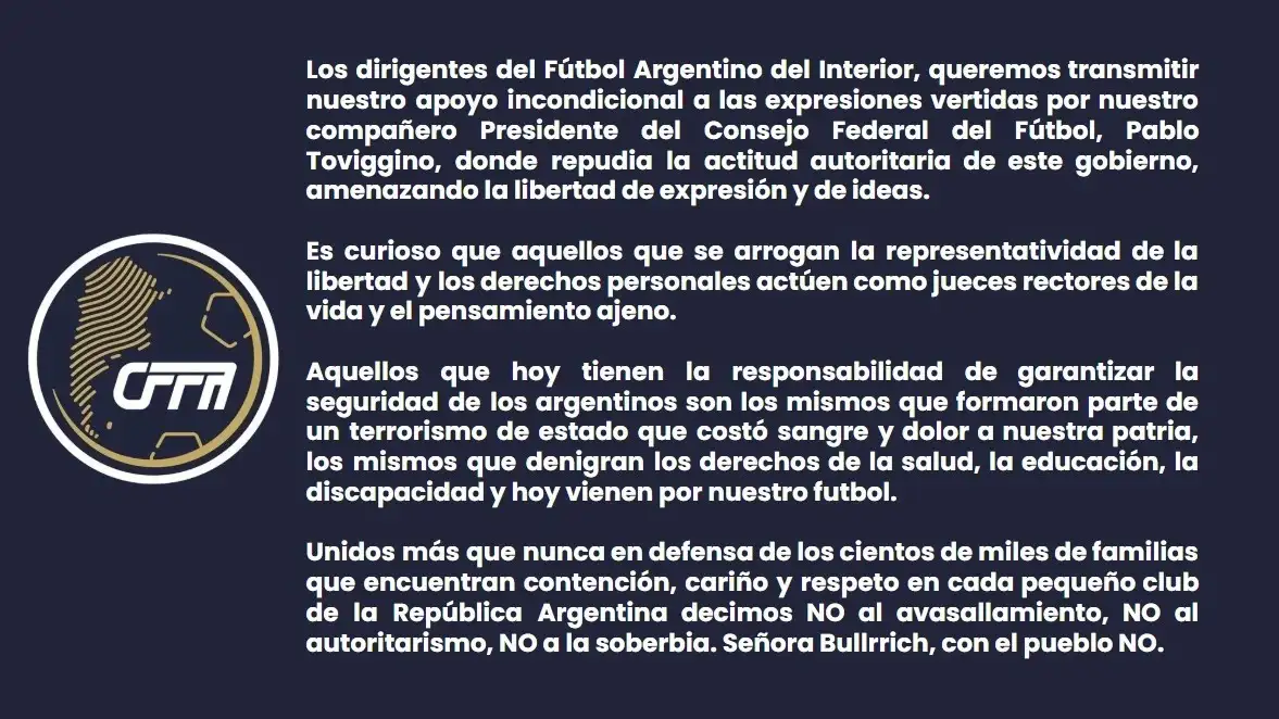 Comunicado del Cocejo Federal