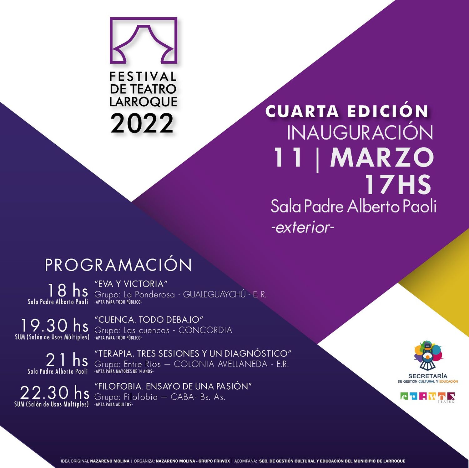 El “IV Festival de Teatro Larroque 2022” será “una gran fiesta”