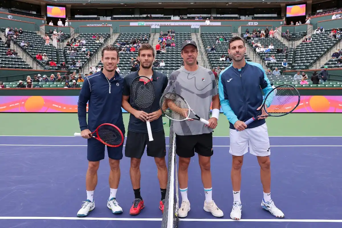 Las duplas que protagonizaron la final de Indian Wells, con el marplatense Horacio Zeballos (Foto: Indian Wells)