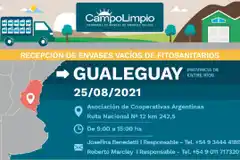 Recibirán envases vacíos de fitosanitarios en Gualeguay