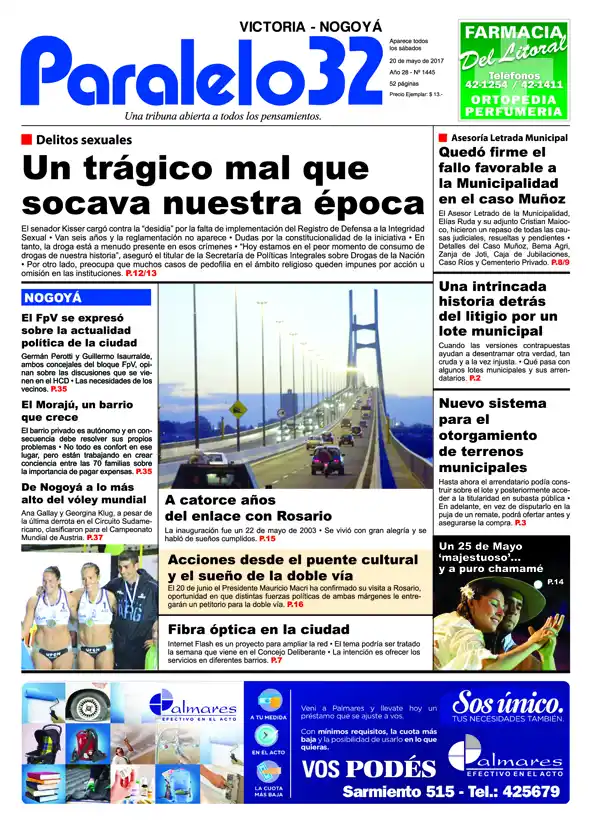 Esta es la tapa de este sábado de la edición Victoria/Nogoyá de Paralelo 32