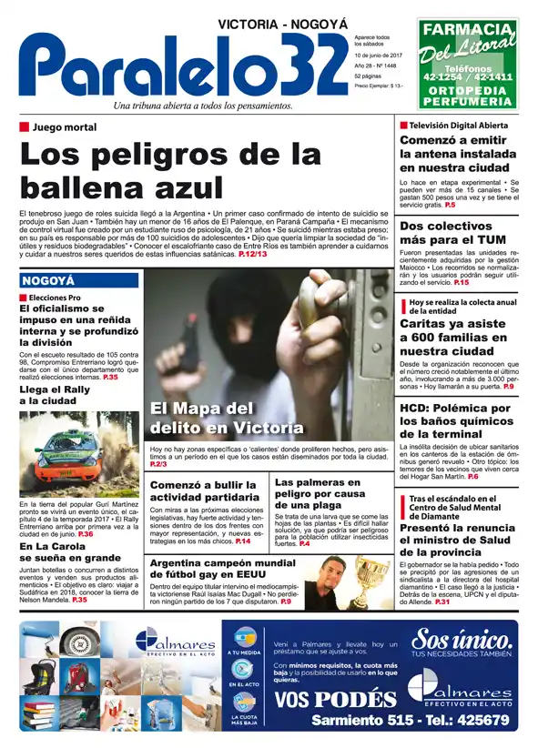 Esta es la tapa de este sábado de Paralelo 32 edición Victoria – Nogoyá