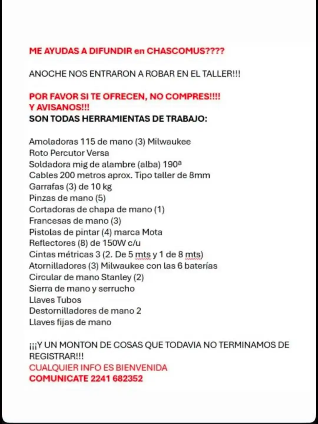 Despojo total en “Taller Macizo”: ladrones arrasan con herramientas y máquinas en pleno proceso de mudanza