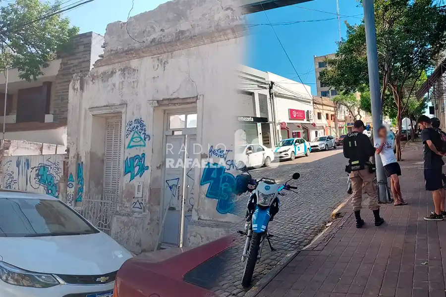 Dos jóvenes rafaelinos terminaron en la comisaría por pintar grafitis a plena luz del día
