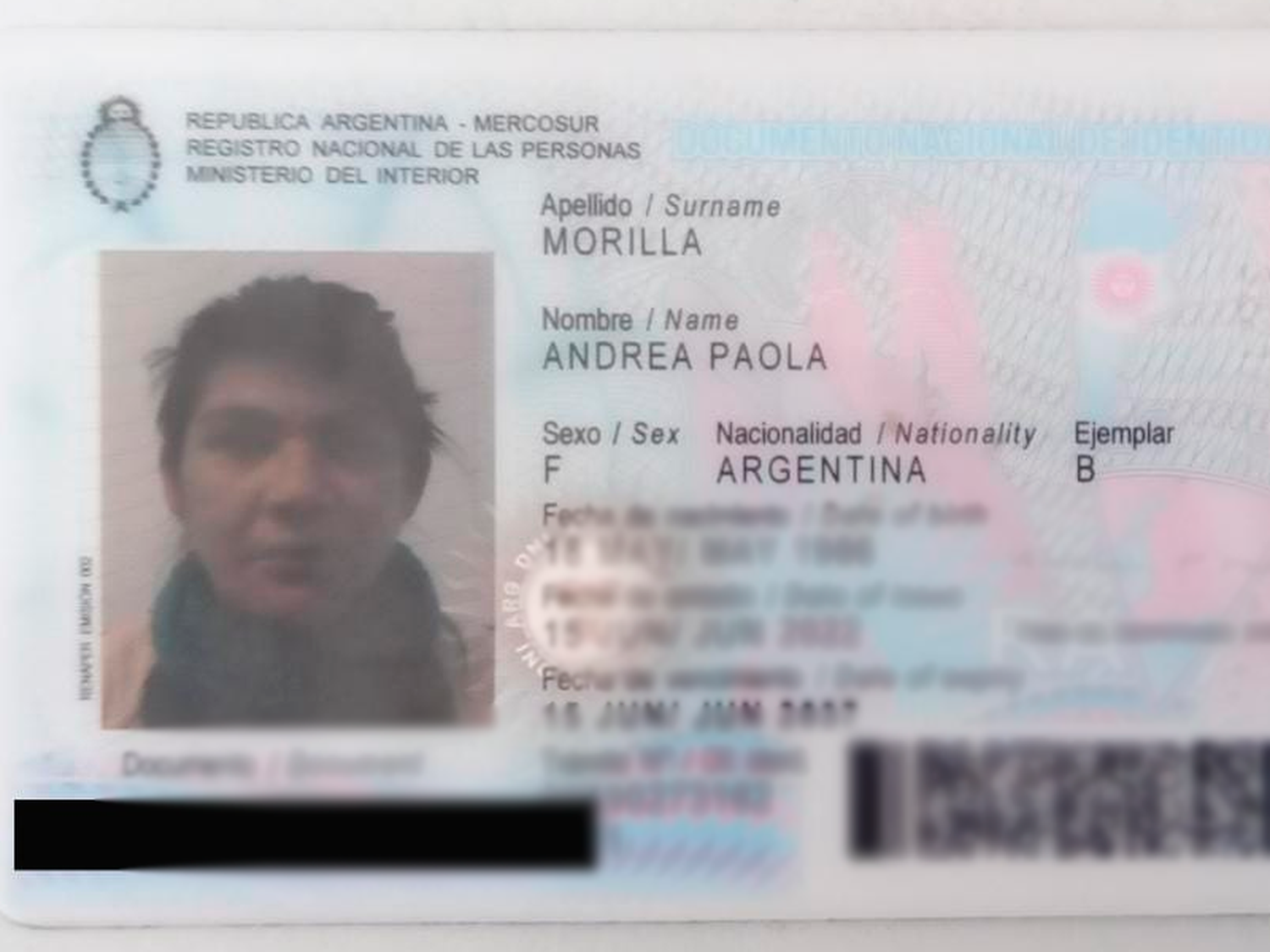 Encontraron el DNI de Andrea Morilla