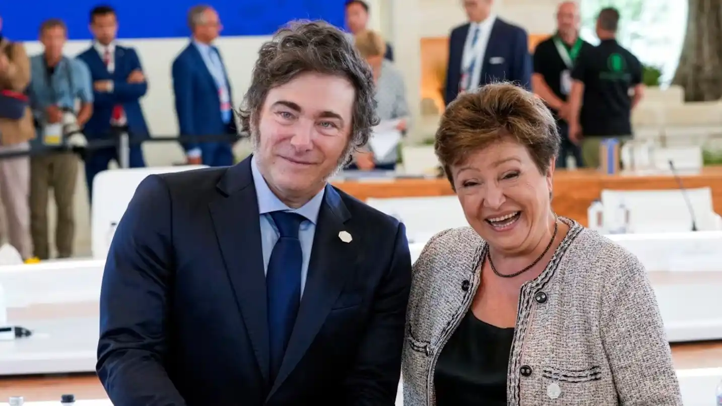 El presidente Javier Milei y la directora gerente del FMI, Kristalina Georgiev