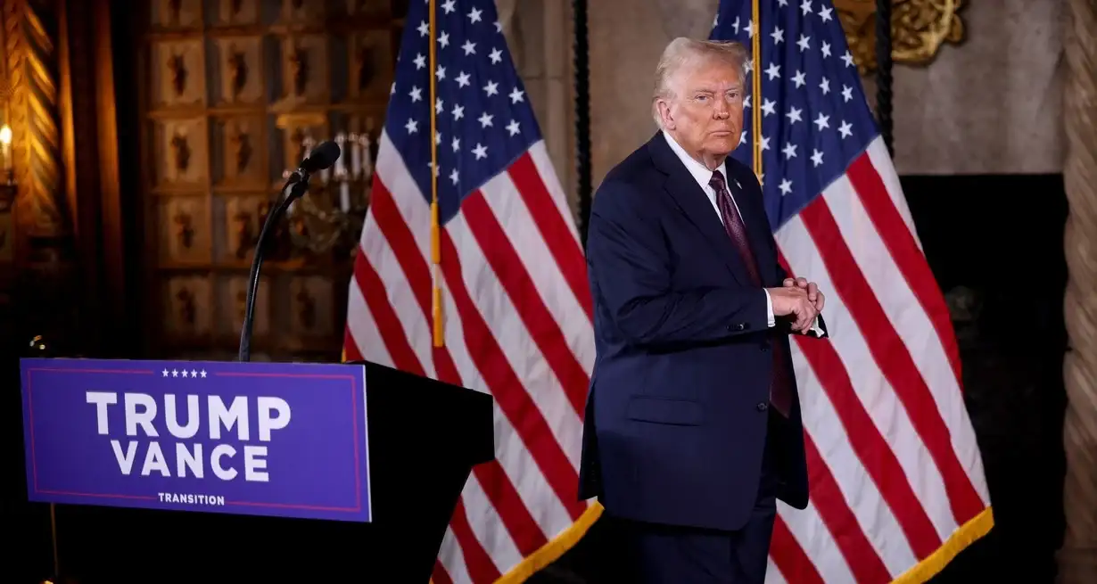 El presidente electo de Estados Unidos, Donald Trump dio una conferencia desde su residencia en Mar-a-Lago. Foto: REUTERS / Carlos Barria.