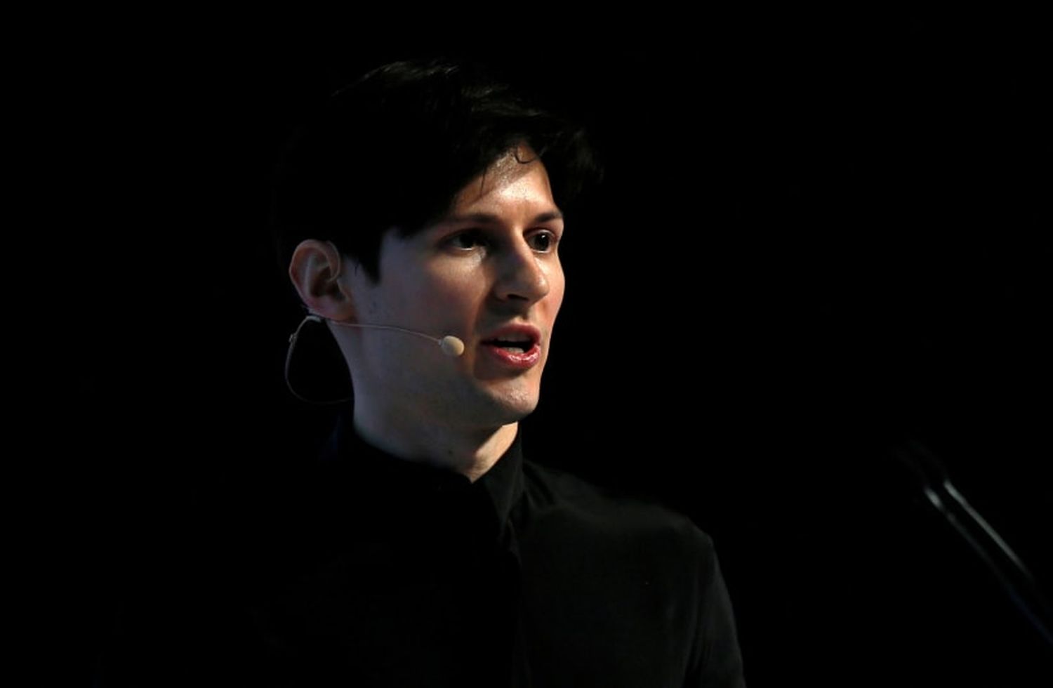 Founder and CEO of Telegram Pavel Durov delivers a keynote speech during the Mobile World Congress