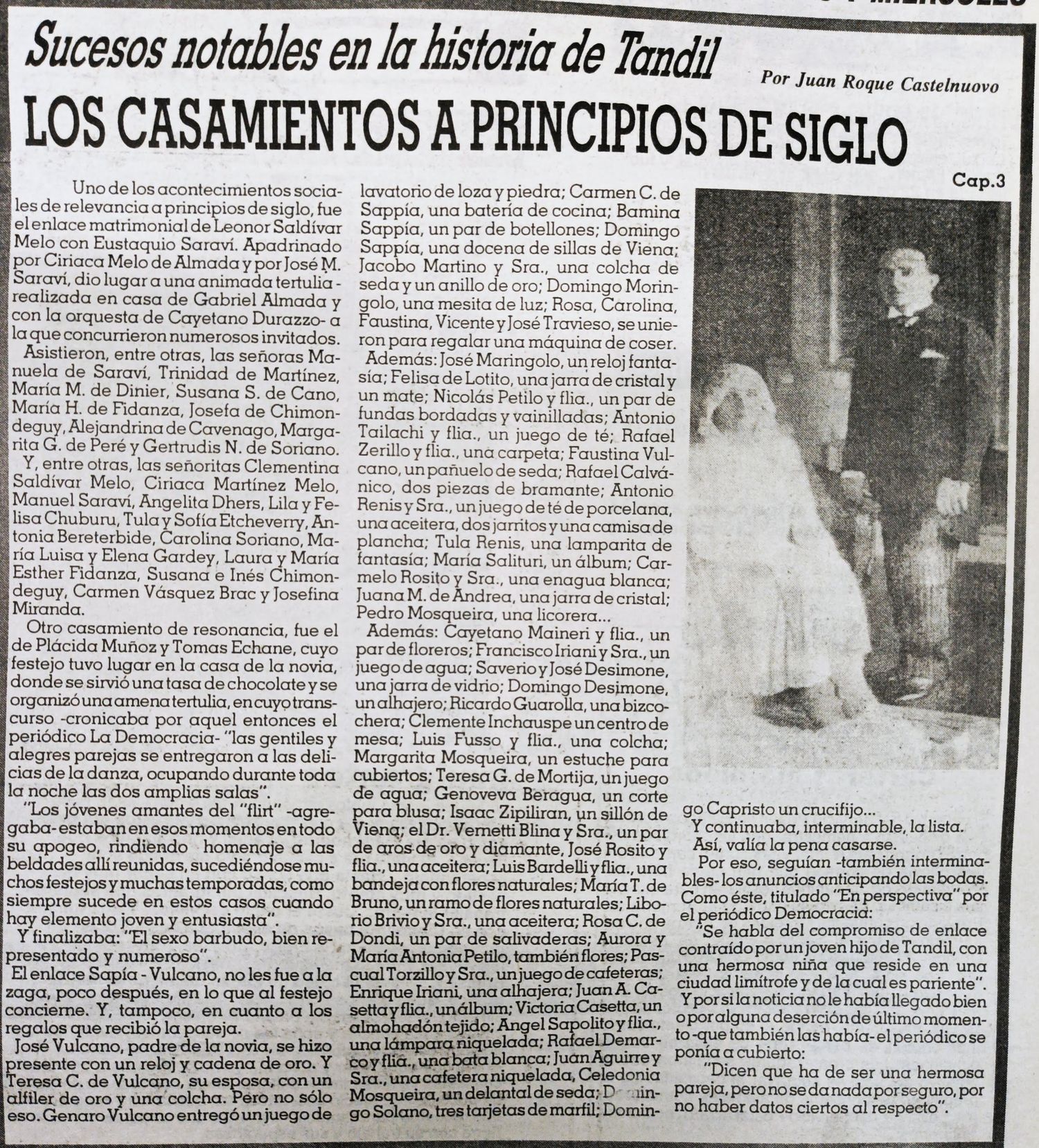 Los casamientos a principios de siglo XX     Cap. 3.