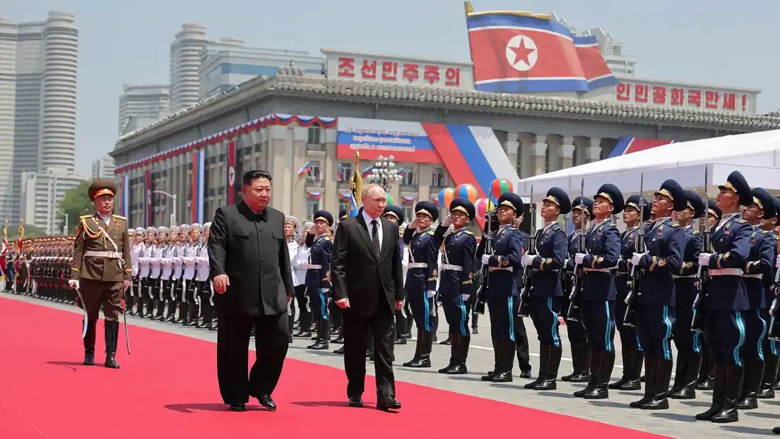 Kim Jong-un y Vladímir Putin.
