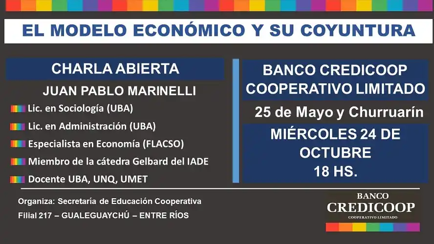 “El modelo económico y su coyuntura”: charla abierta, hoy en el Credicoop