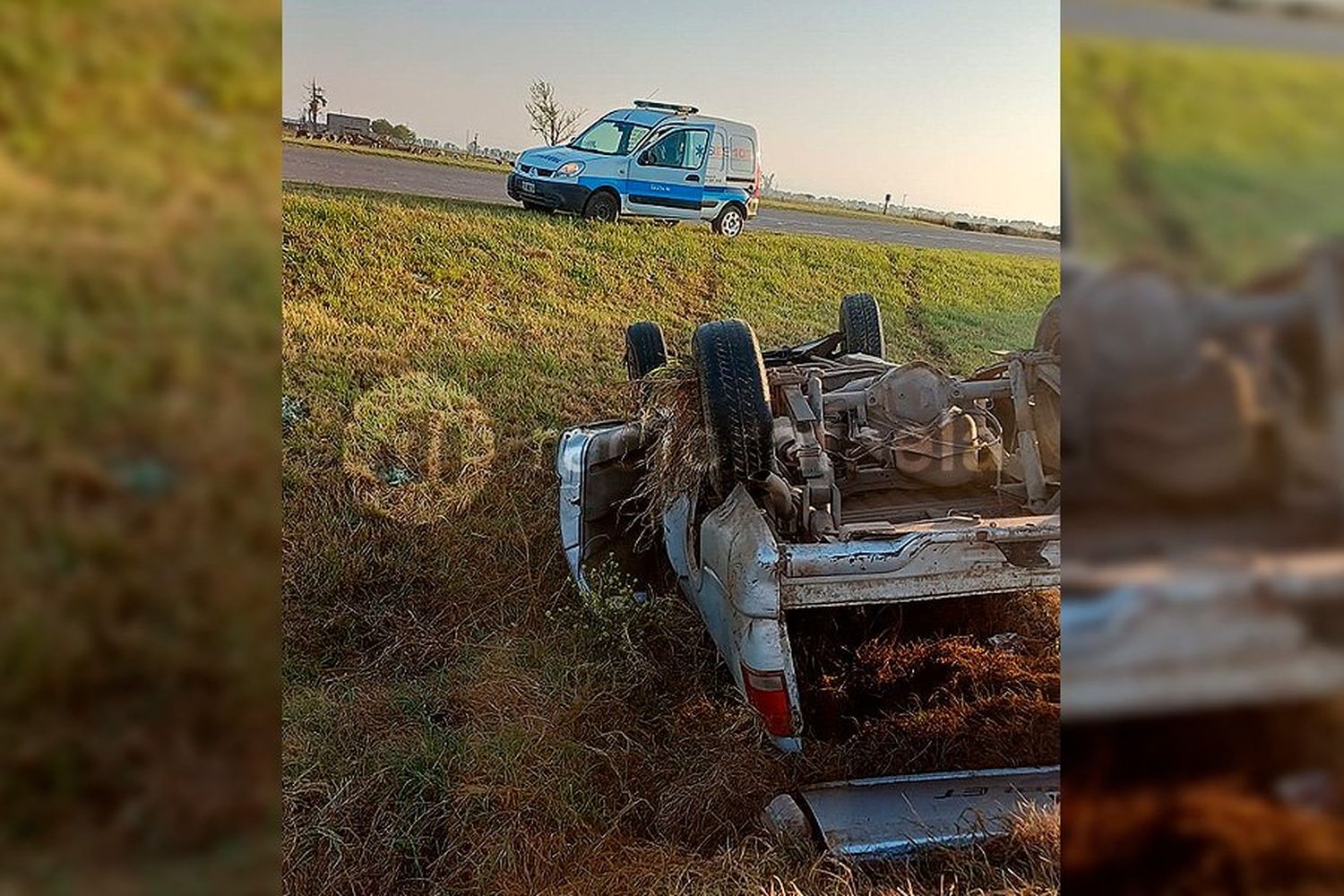 Esta madrugada: fuerte accidente cerca de Villa San José terminó con una camioneta dada vuelta