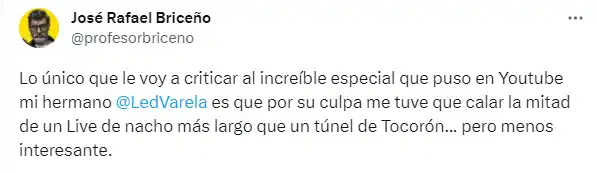 El profesor Briceño también opinó en la polémica entre Nacho y Led Varela. Foto X