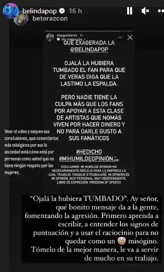 Belinda no dudó en responder ataques contra ella. Foto Instagram