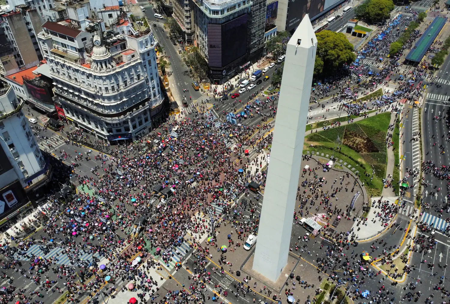 El Obelisco fue uno de los escenarios de la manifestación.