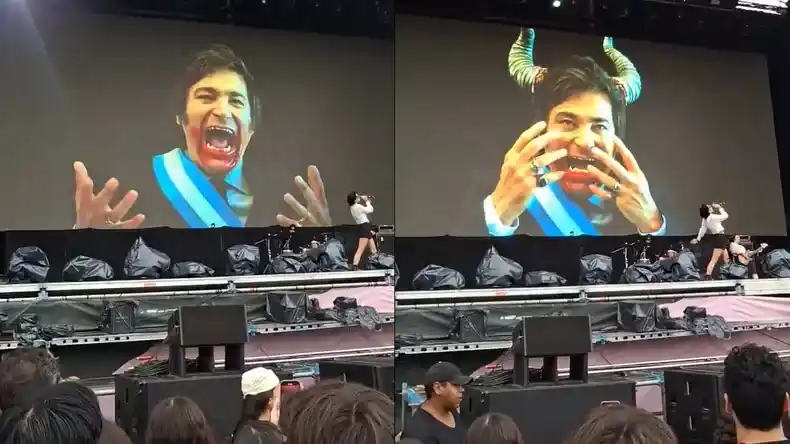 Una banda proyectó una animación ofensiva contra el presidente durante su show