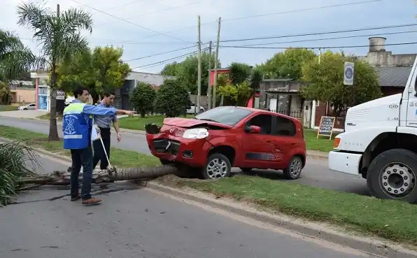 Un auto quedó montado sobre el cantero de Bv Jurado