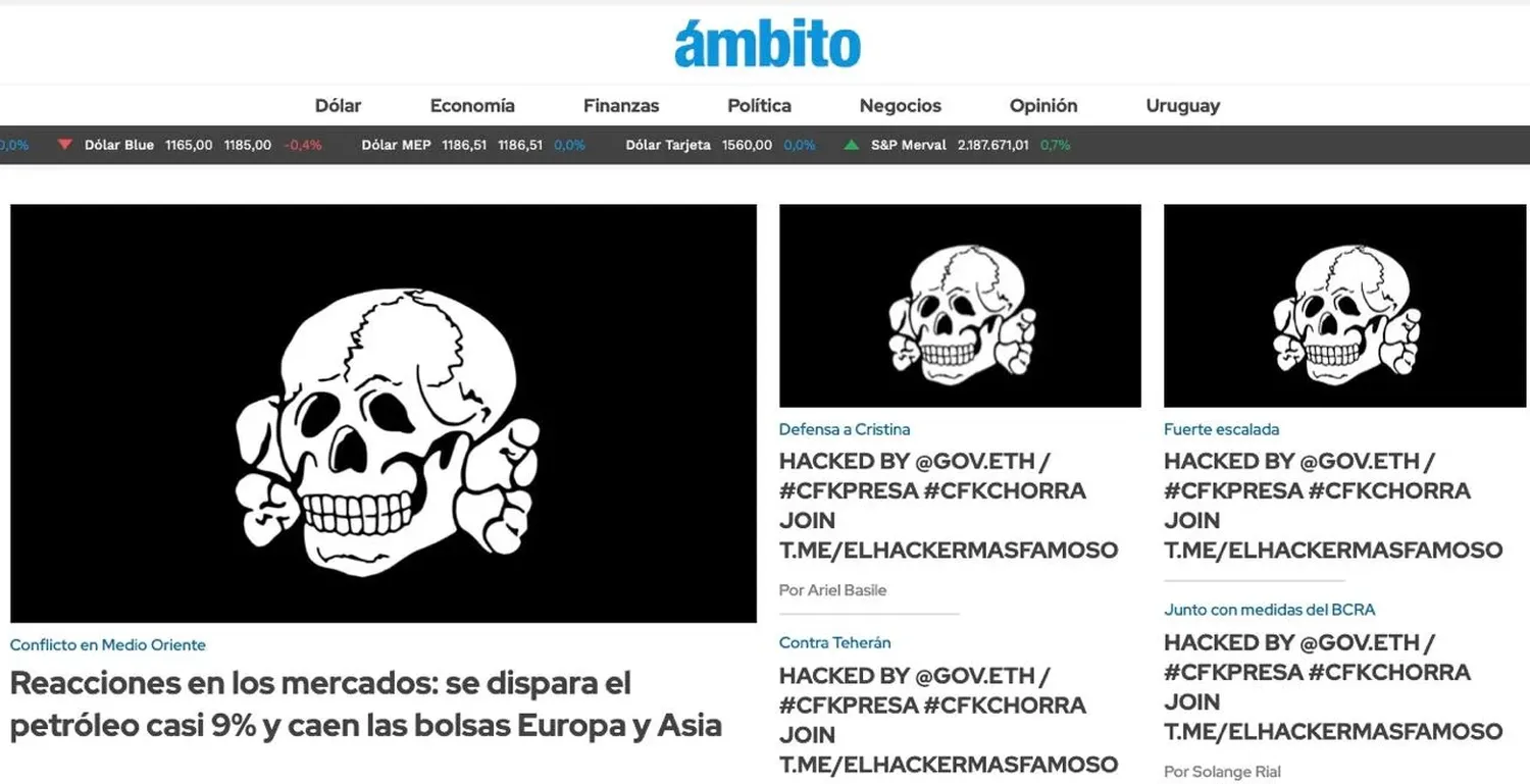 El diario Ámbito Financiero sufrió un ciberataque en su sitio web