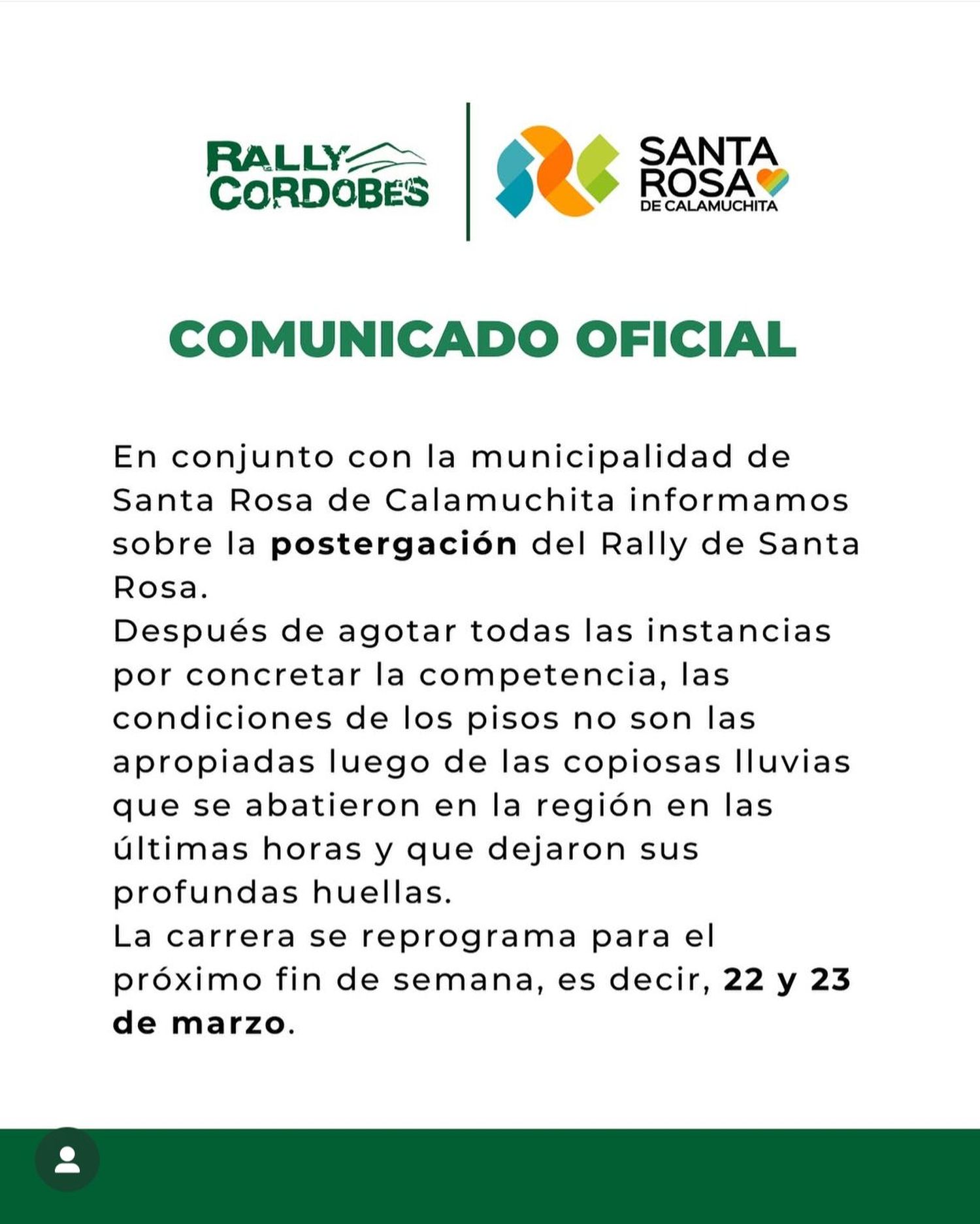 rally cordobés comunicado