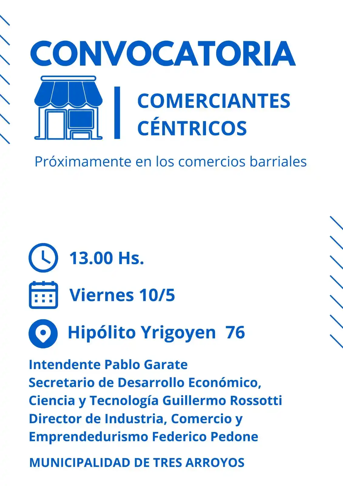 El intendente Pablo Garate convoca a comerciantes céntricos a una reunión