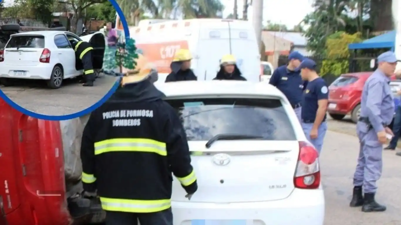 Espectacular vuelco tras un choque vehicular en Formosa