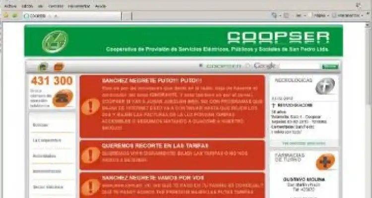 Coopser sigue sin página web y denunció penalmente el hackeo
