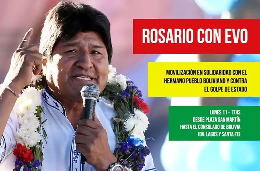 Organizan en Rosario una movilización en apoyo a Evo Morales