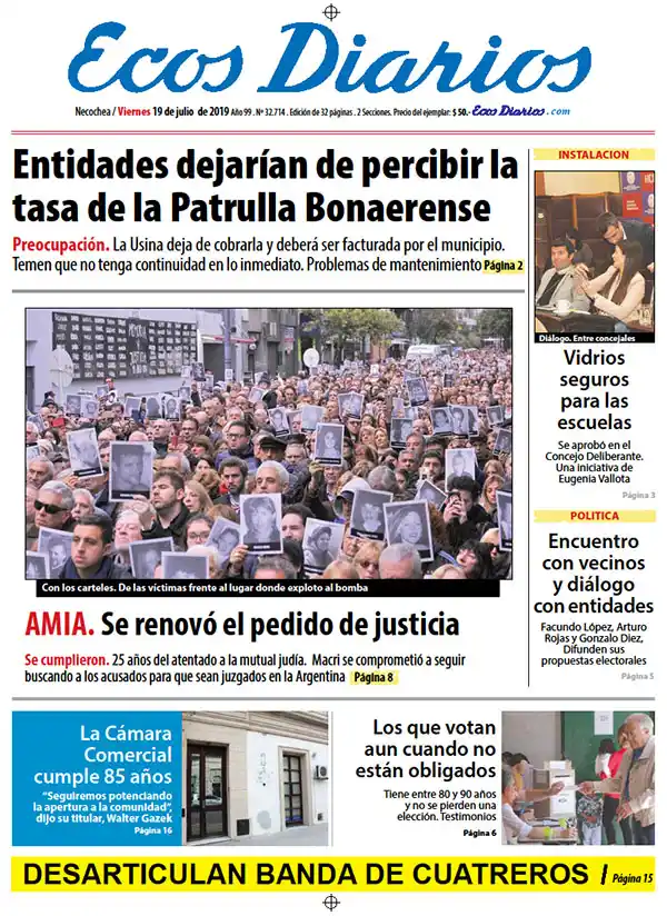 Tapa del 19 de julio de 2019