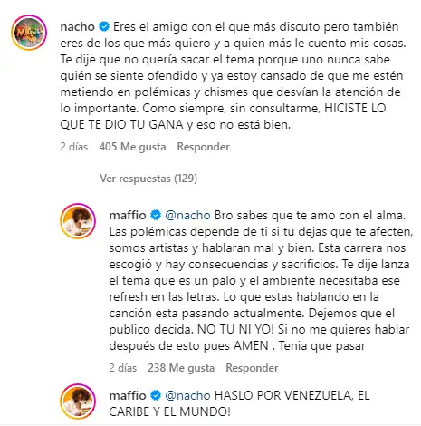 Nacho no se quedó callado. Foto Instagram