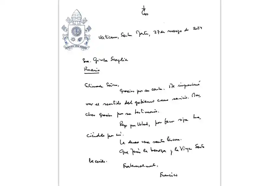 Papa Francisco: “Me impresionó el sentido del gobierno como servicio”