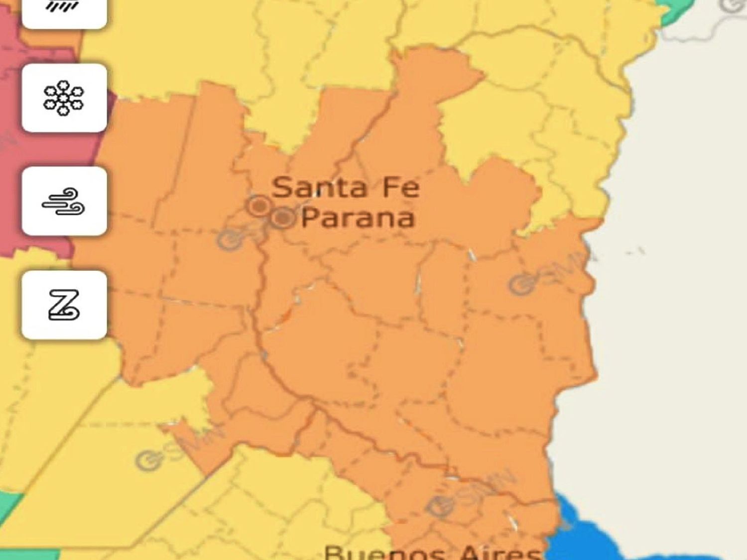 Alerta por tormentas fuertes con lluvias intensas y ocasional caída de granizo