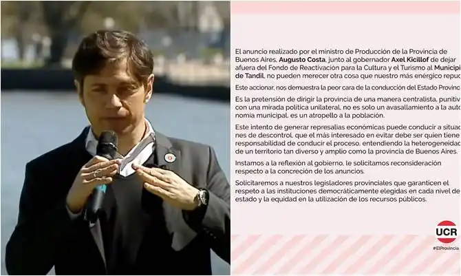 Tandil vs. Provincia: Rechazo opositor al no giro de fondos de nuevo programa de apoyo al sector turístico y cultural