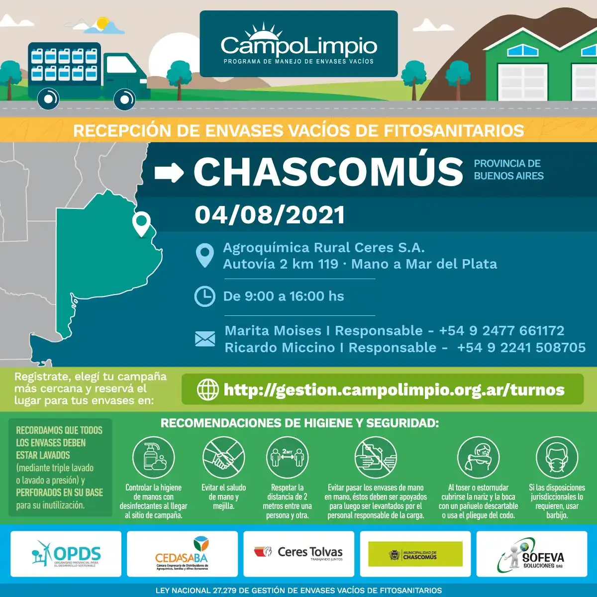 Tercera jornada de recolección de envases vacíos de fitosanitarios en Chascomús