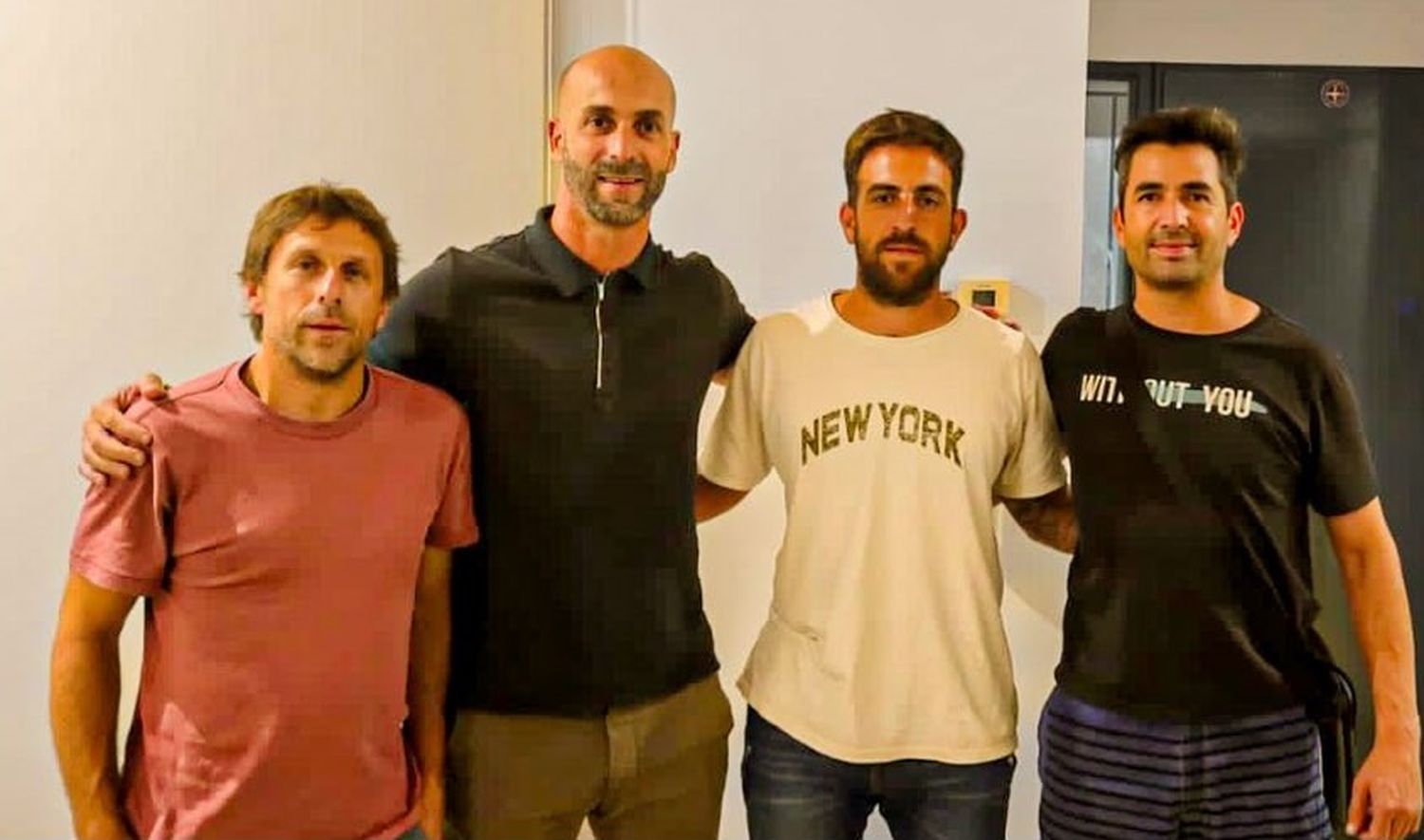 FOTO PRENSA SANTAMARINA Menchón, Pernía, Schwindt y Medina; el cuerpo técnico de Santamarina.