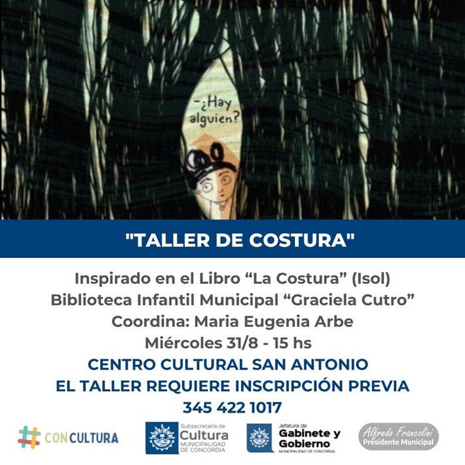 Taller de costura, en la Biblioteca  Infantil Municipal �SGraciela Cutro⬝