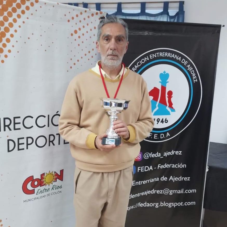 Daniel Mallarino, de Gualeguay, Campeón Entrerriano de Ajedrez Senior 2025, en +50.