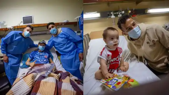 Los jugadores de Unión llenaron de alegría a los niños del Hospital Orlando Alassia en su día