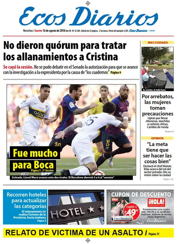 Tapa del 16 de agosto de 2018
