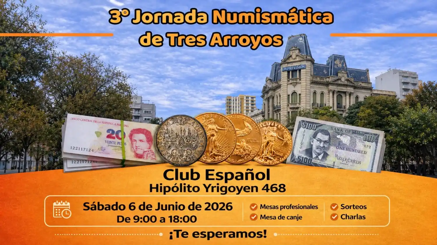 Tres Arroyos será sede de la 3° Jornada Numismática