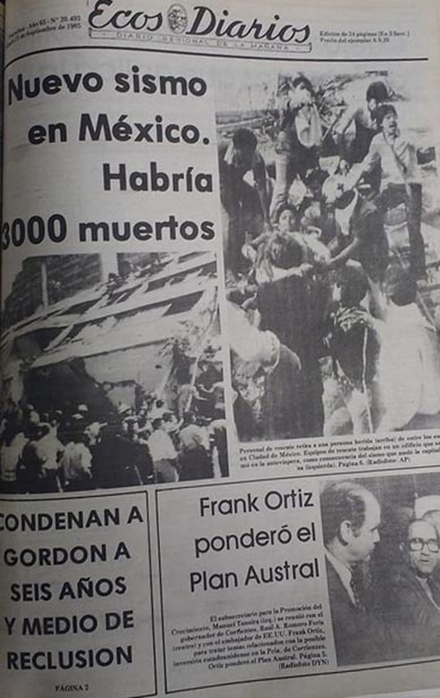 Así fue la cobertura de Ecos Diarios del terremoto de 1985 en México